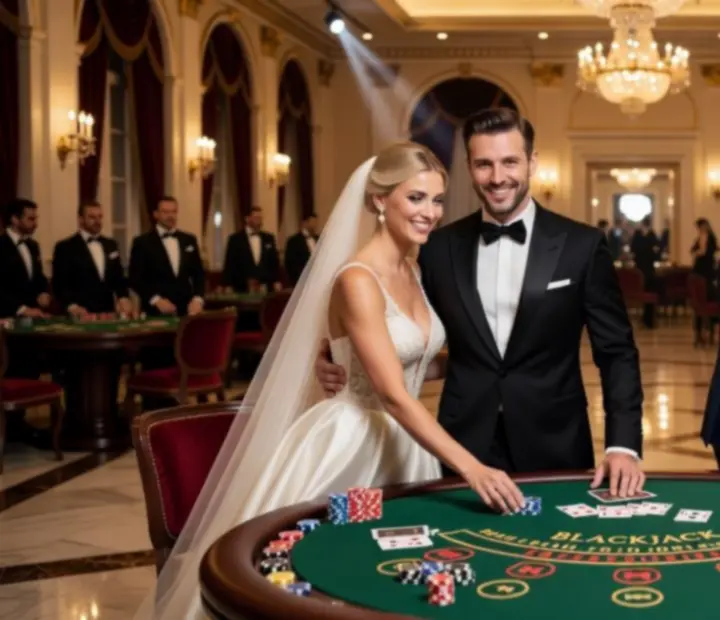 Esküvői kaszinó fotógaléria: elegáns vendégek, játékasztalok és ünnepi enteriőr
